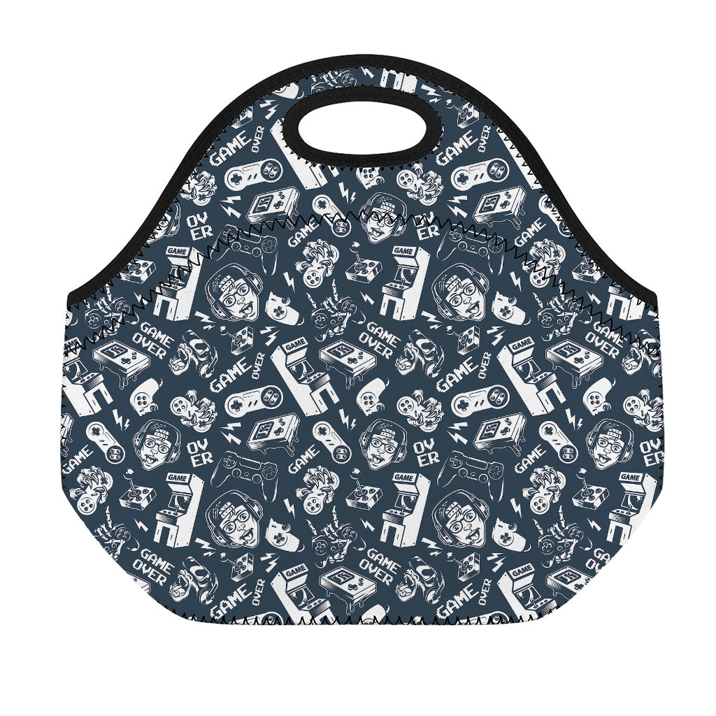 Video Game Devices Pattern Print Neoprene Lunch Bag