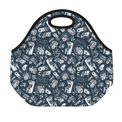 Video Game Devices Pattern Print Neoprene Lunch Bag