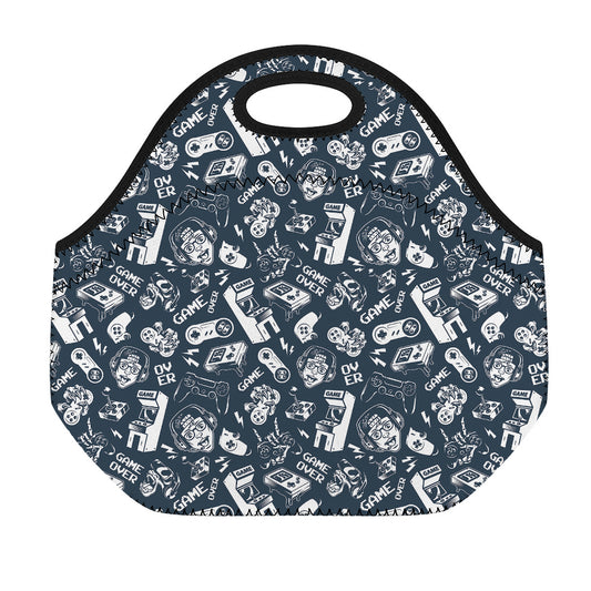 Video Game Devices Pattern Print Neoprene Lunch Bag