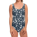 Video Game Devices Pattern Print One Piece Swimsuit