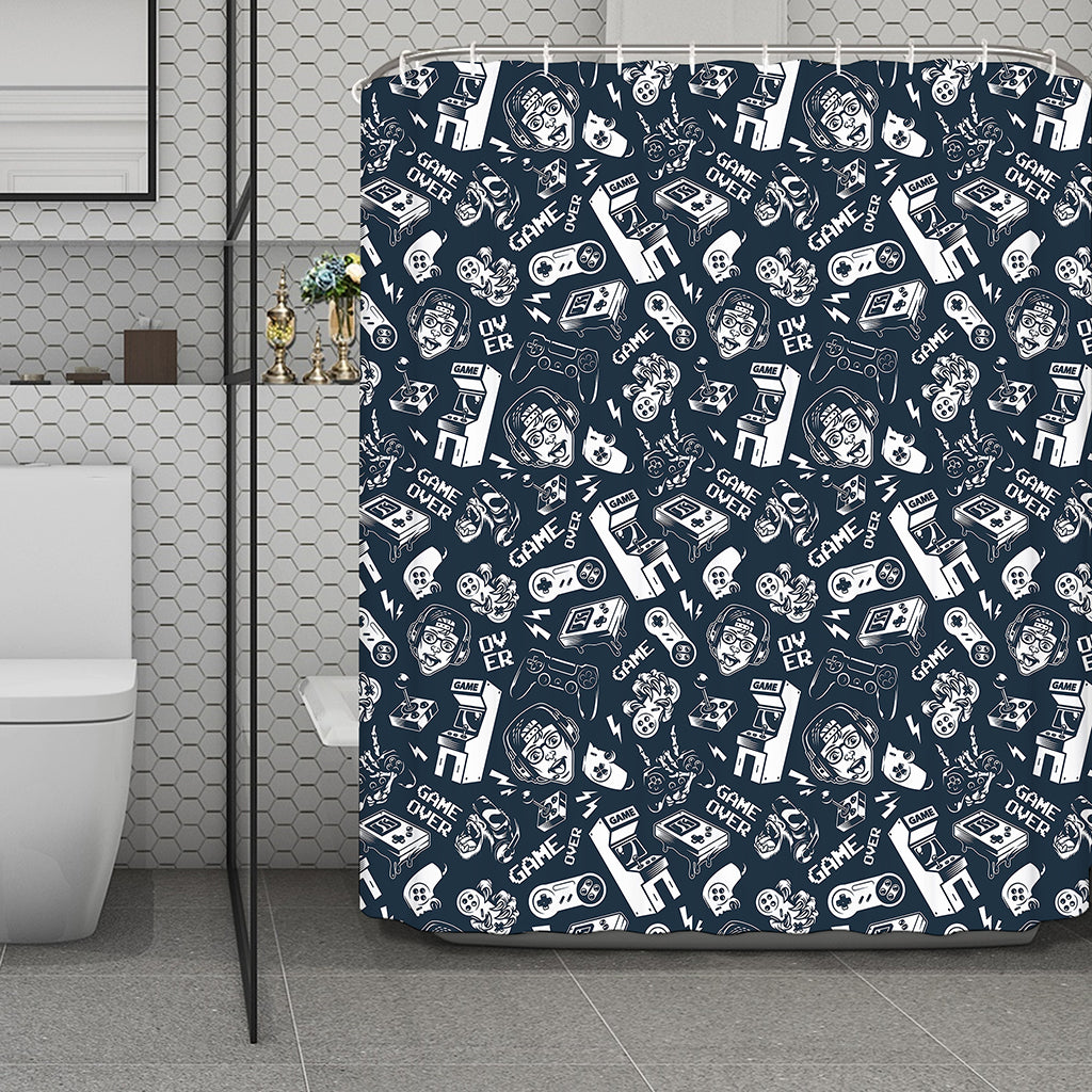 Video Game Devices Pattern Print Polyester Shower Curtain
