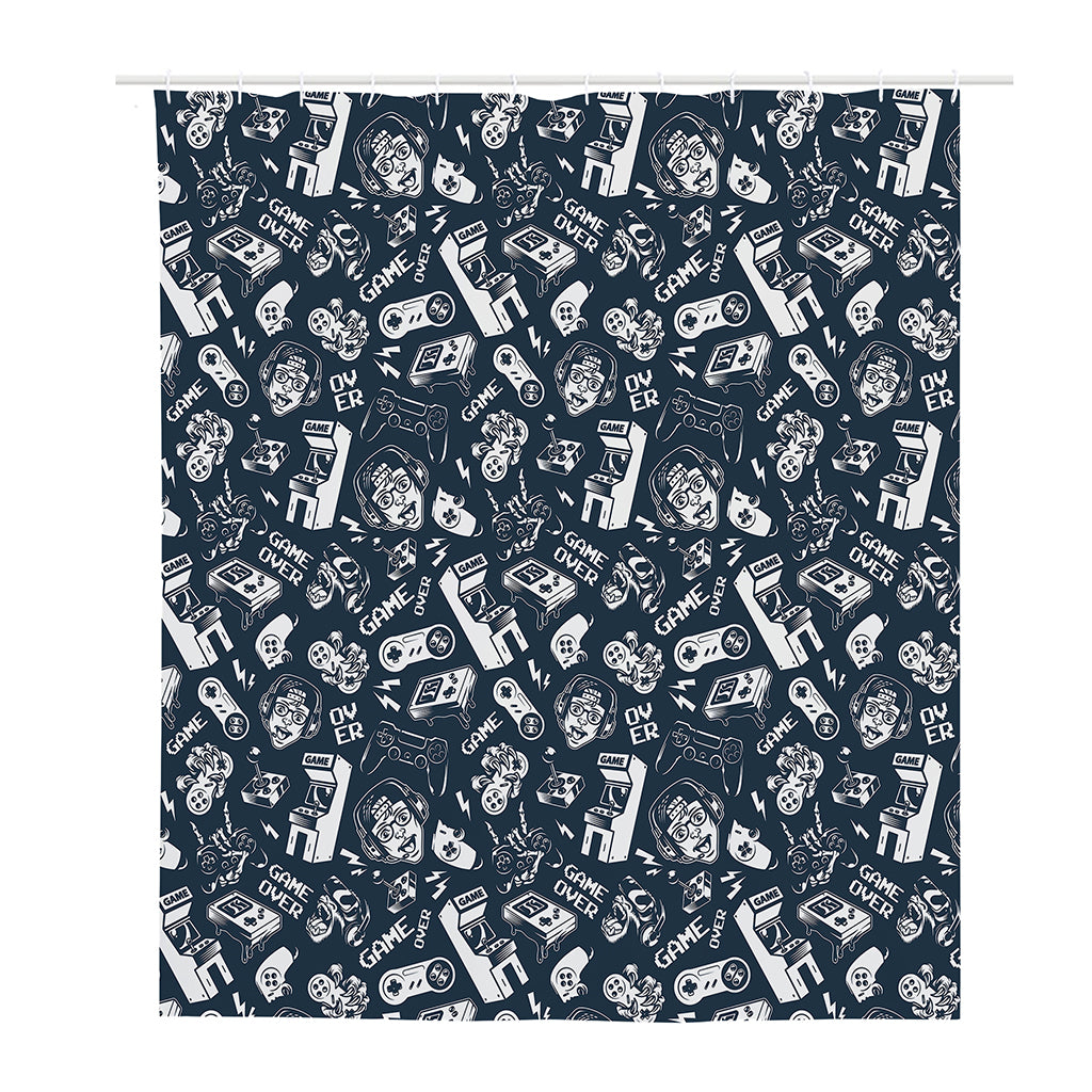 Video Game Devices Pattern Print Polyester Shower Curtain