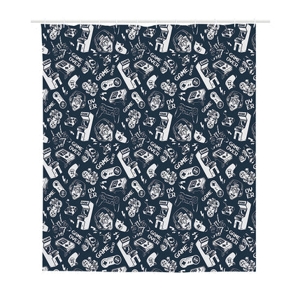Video Game Devices Pattern Print Polyester Shower Curtain