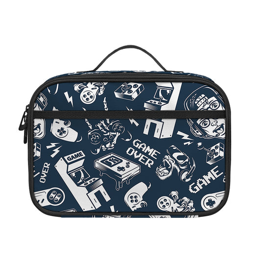 Video Game Devices Pattern Print Portable Lunch Bag