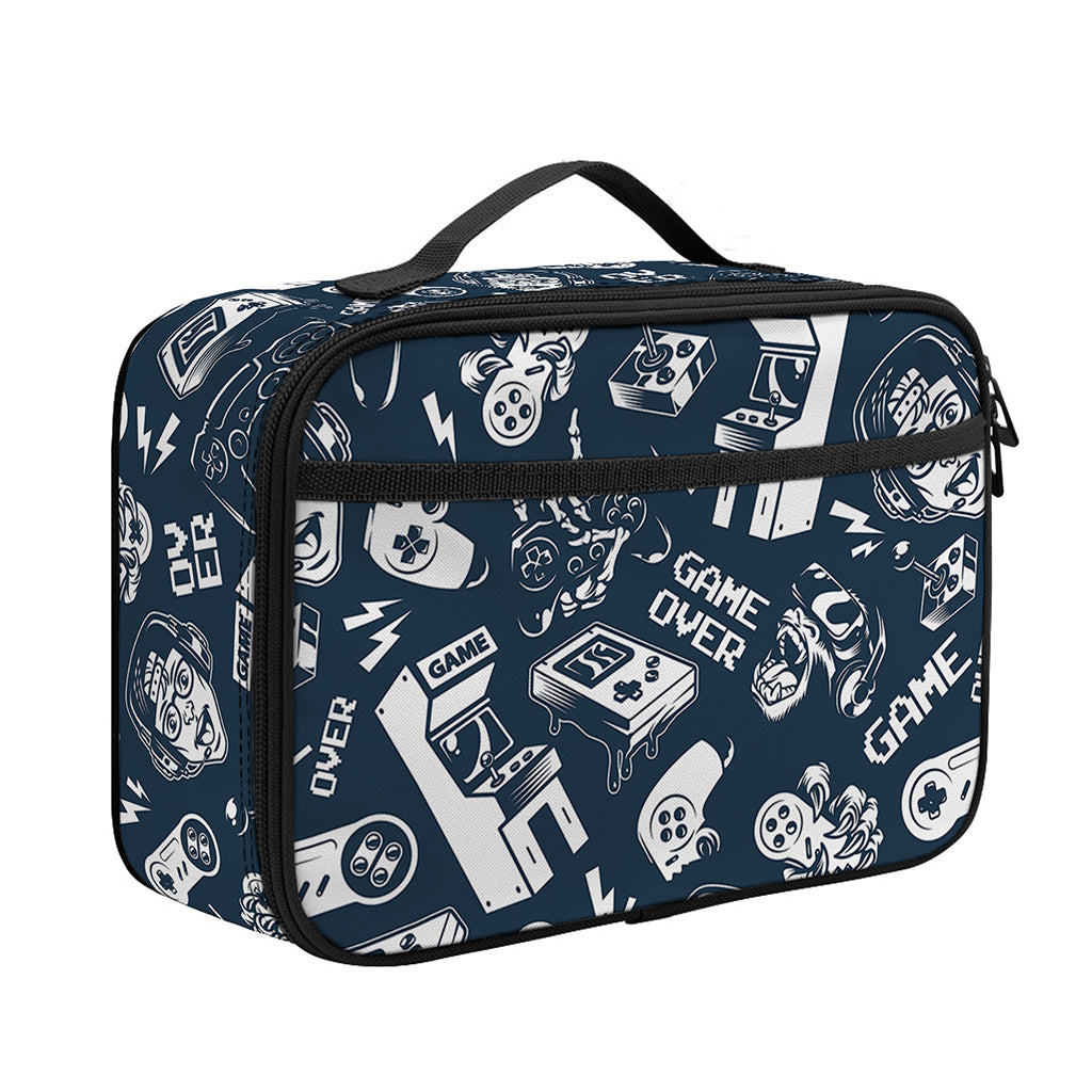 Video Game Devices Pattern Print Portable Lunch Bag