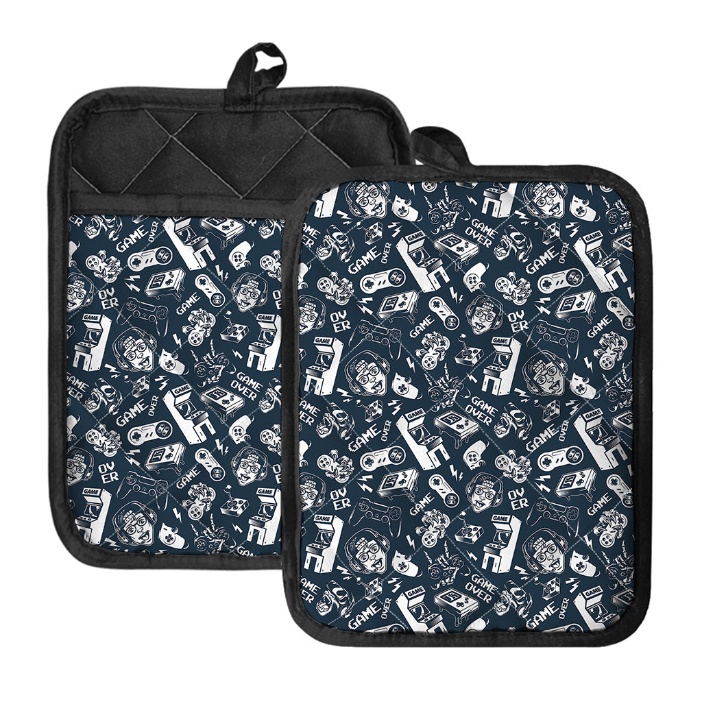 Video Game Devices Pattern Print Pot Holders With Pocket
