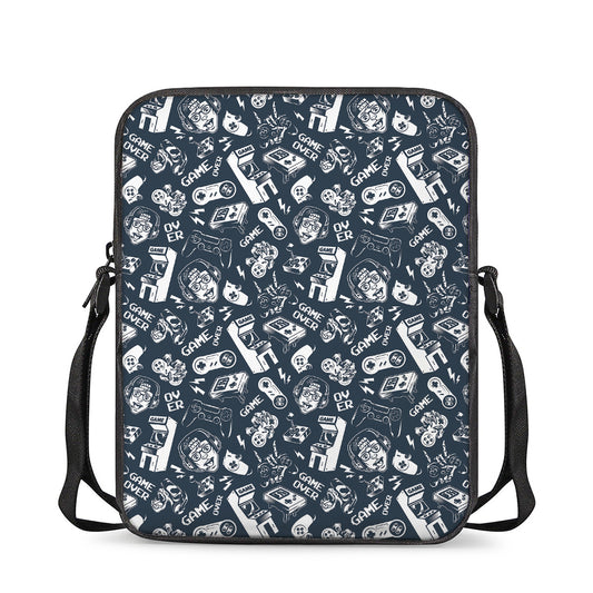 Video Game Devices Pattern Print Rectangular Crossbody Bag
