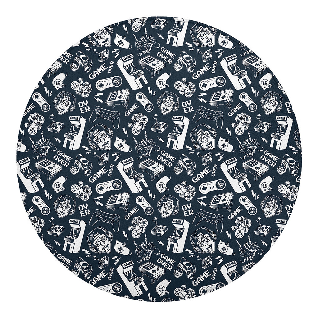 Video Game Devices Pattern Print Round Blanket