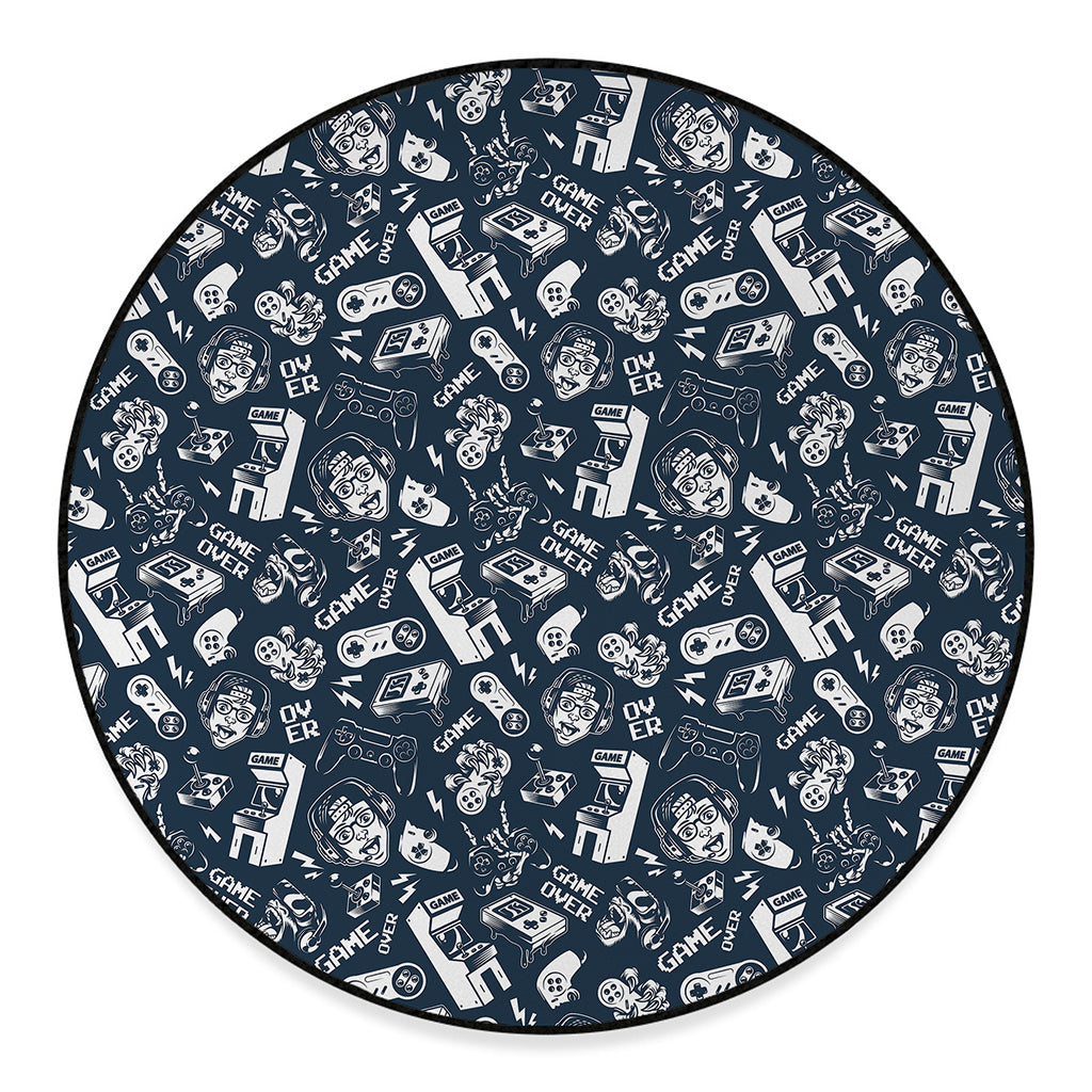 Video Game Devices Pattern Print Round Floor Mat