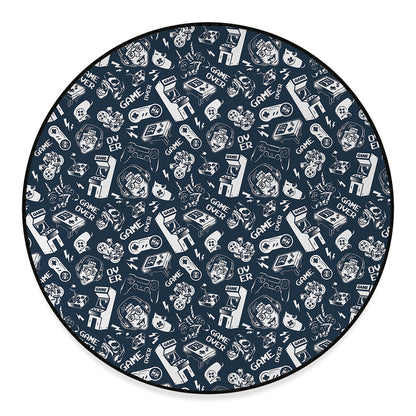 Video Game Devices Pattern Print Round Floor Mat