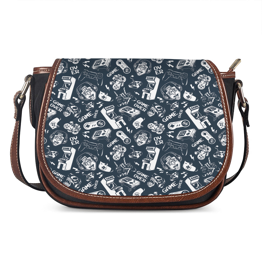 Video Game Devices Pattern Print Saddle Bag