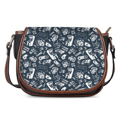Video Game Devices Pattern Print Saddle Bag