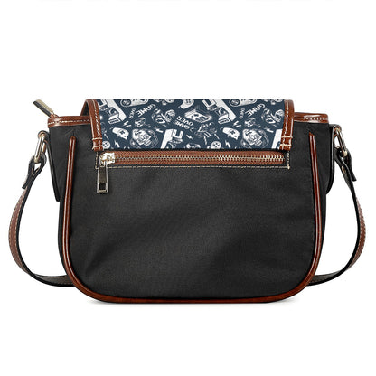Video Game Devices Pattern Print Saddle Bag