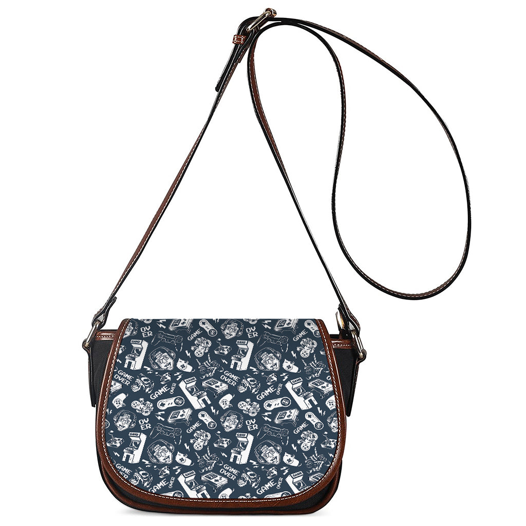 Video Game Devices Pattern Print Saddle Bag