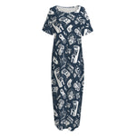 Video Game Devices Pattern Print Short Sleeve Long Nightdress