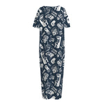 Video Game Devices Pattern Print Short Sleeve Long Nightdress