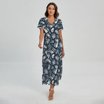 Video Game Devices Pattern Print Short Sleeve Maxi Dress