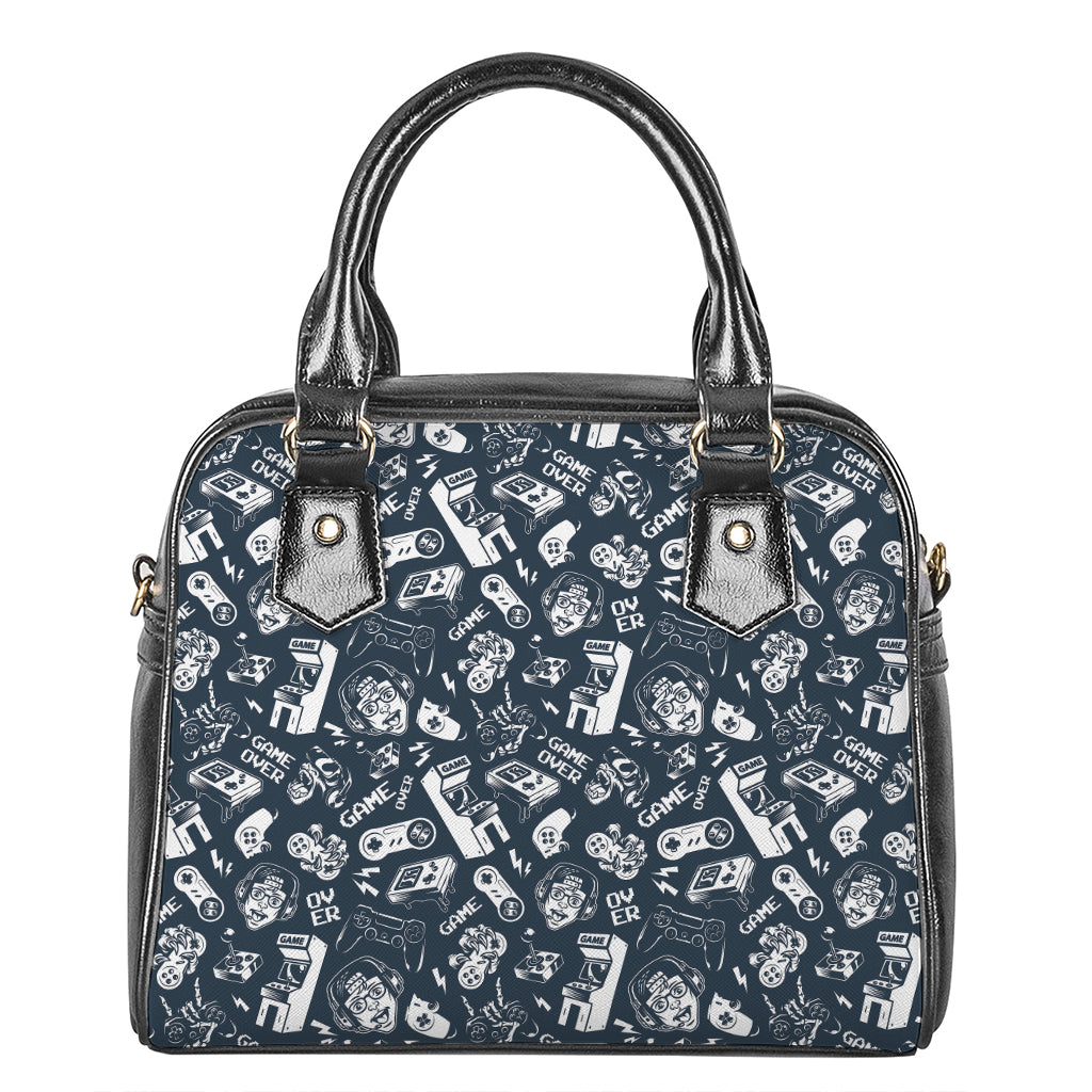 Video Game Devices Pattern Print Shoulder Handbag