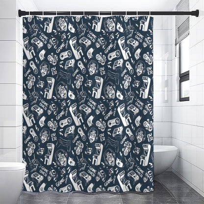 Video Game Devices Pattern Print Shower Curtain