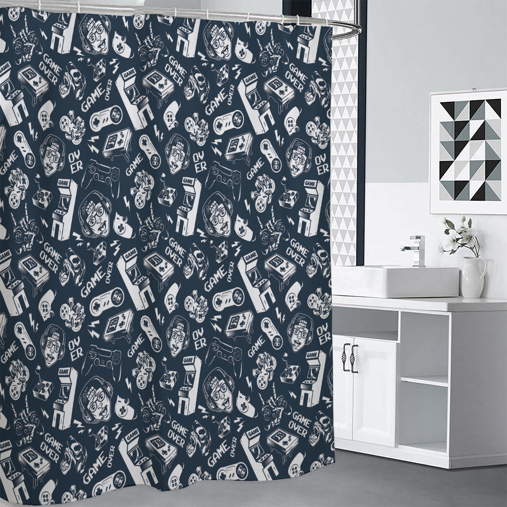 Video Game Devices Pattern Print Shower Curtain