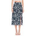 Video Game Devices Pattern Print Side Slit Midi Skirt