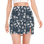 Video Game Devices Pattern Print Side Slit Mini Skirt