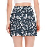 Video Game Devices Pattern Print Side Slit Mini Skirt