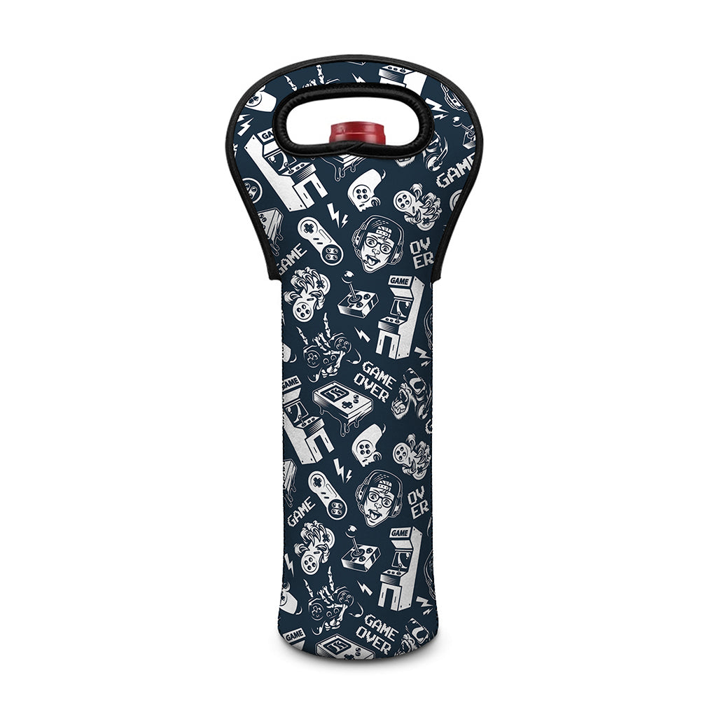 Video Game Devices Pattern Print Single Neoprene Wine Tote