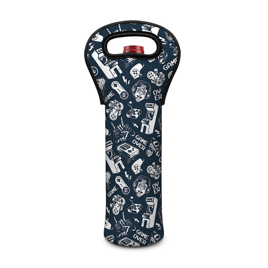 Video Game Devices Pattern Print Single Neoprene Wine Tote