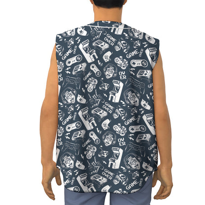Video Game Devices Pattern Print Sleeveless Baseball Jersey