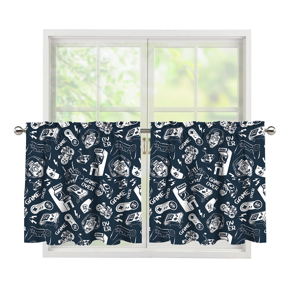 Video Game Devices Pattern Print Tier Curtains