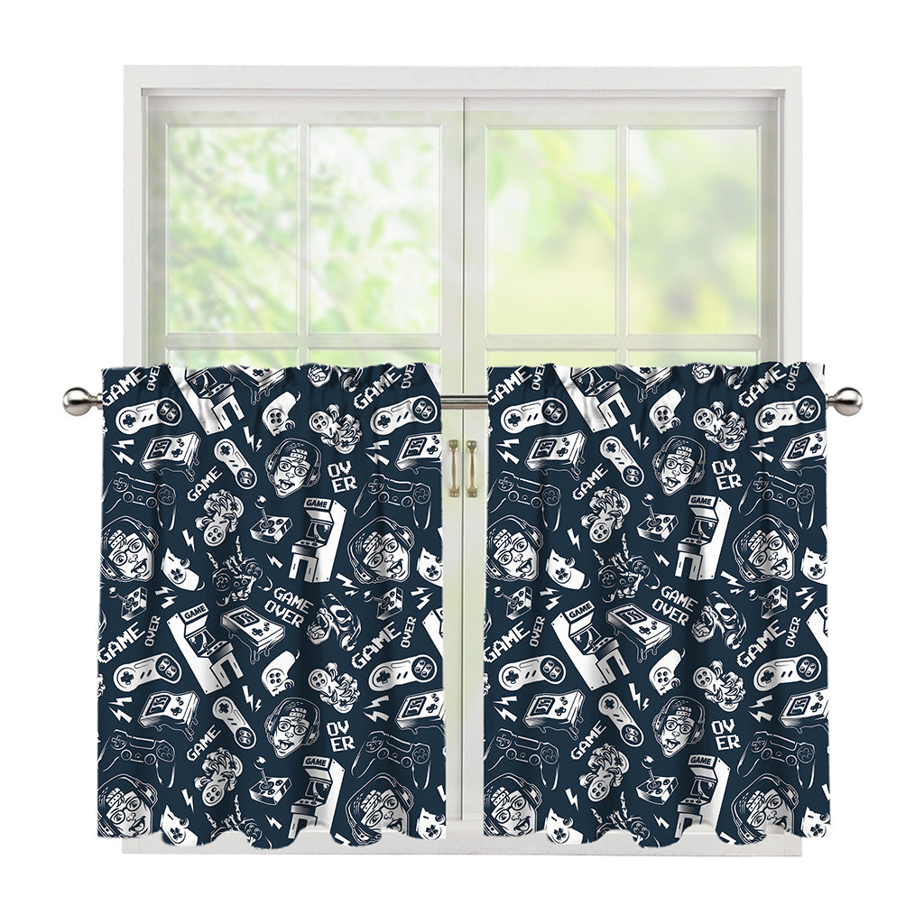 Video Game Devices Pattern Print Tier Curtains