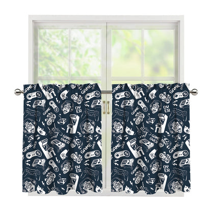 Video Game Devices Pattern Print Tier Curtains