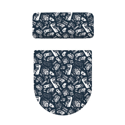 Video Game Devices Pattern Print Toilet Lid And Tank Cover Set