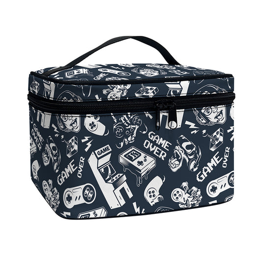 Video Game Devices Pattern Print Travel Makeup Bag