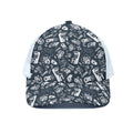 Video Game Devices Pattern Print White Mesh Trucker Hat