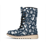 Video Game Devices Pattern Print Winter Boots