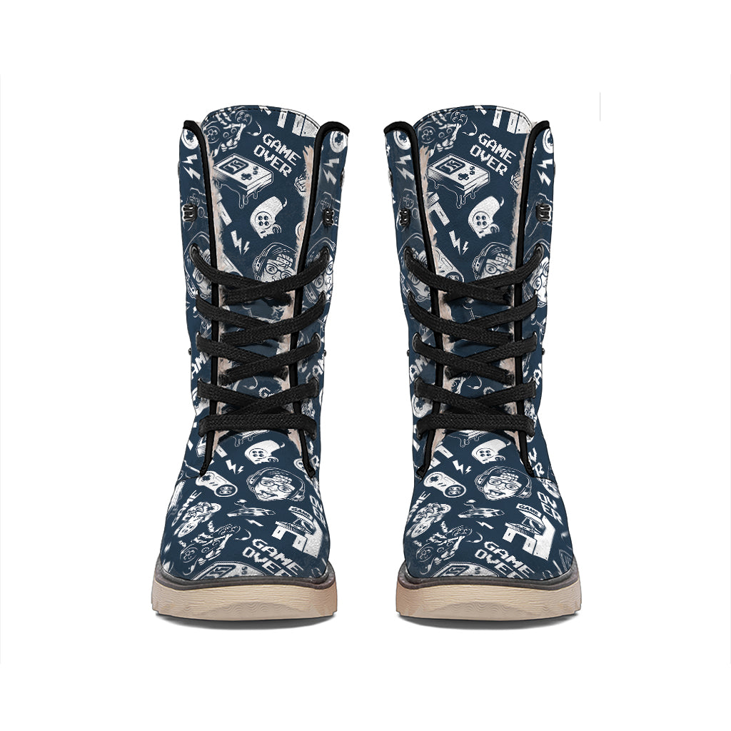 Video Game Devices Pattern Print Winter Boots
