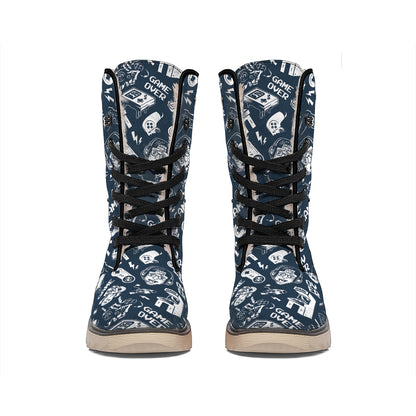 Video Game Devices Pattern Print Winter Boots