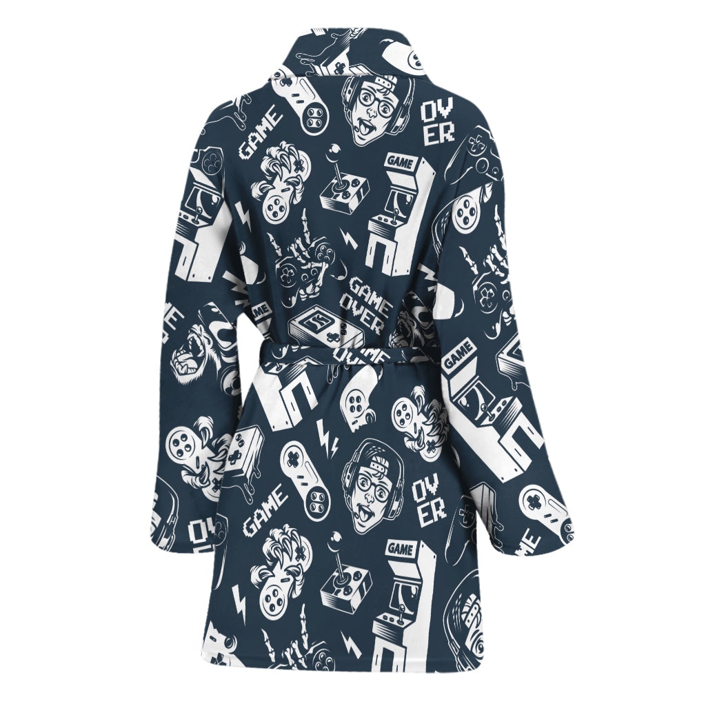 Video Game Devices Pattern Print Women's Bathrobe