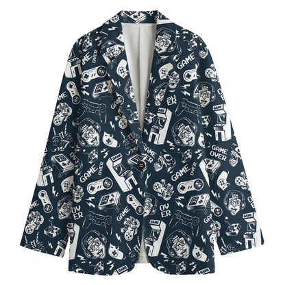 Video Game Devices Pattern Print Women's Blazer