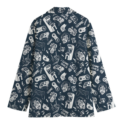 Video Game Devices Pattern Print Women's Blazer