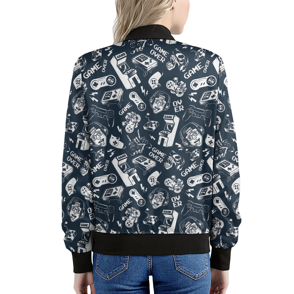 Video Game Devices Pattern Print Women's Bomber Jacket