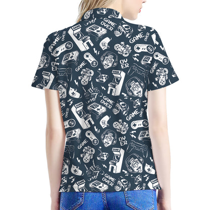 Video Game Devices Pattern Print Women's Polo Shirt