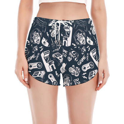 Video Game Devices Pattern Print Women's Split Running Shorts