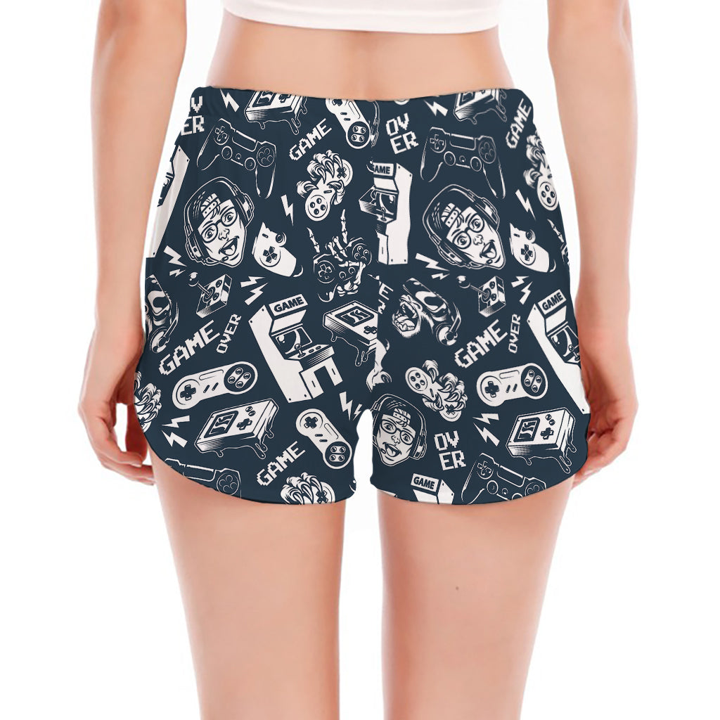 Video Game Devices Pattern Print Women's Split Running Shorts