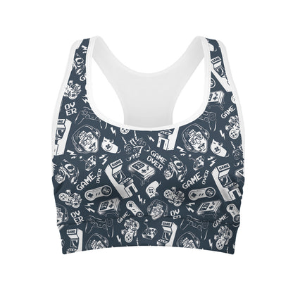 Video Game Devices Pattern Print Women's Sports Bra