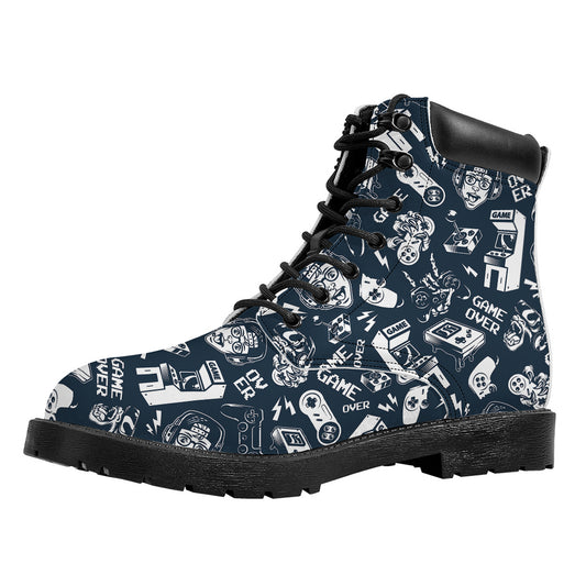 Video Game Devices Pattern Print Work Boots