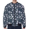 Video Game Devices Pattern Print Zip Sleeve Bomber Jacket