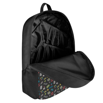 Video Game Gadgets Pattern Print 17 Inch Backpack